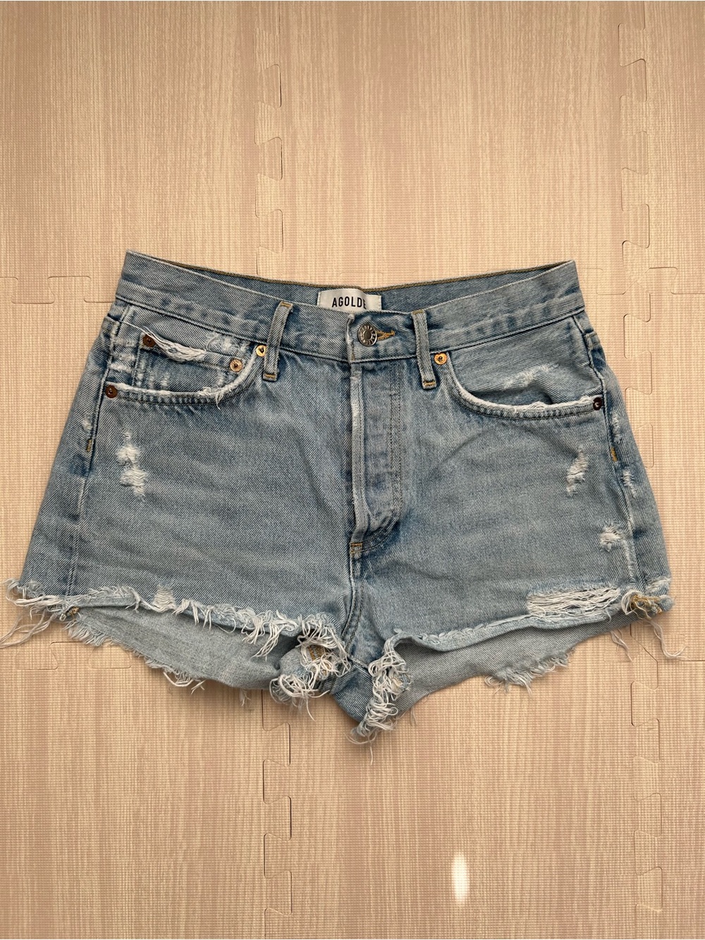 Agolde Women's Parker Vintage Cutoff Denim Shorts High Rise Shorts. Sz 24